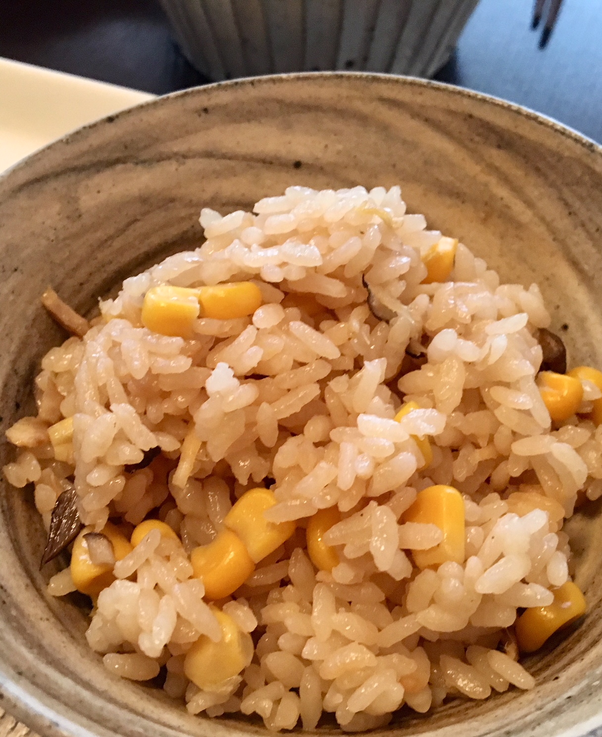 Ginger and coarn cooked rice